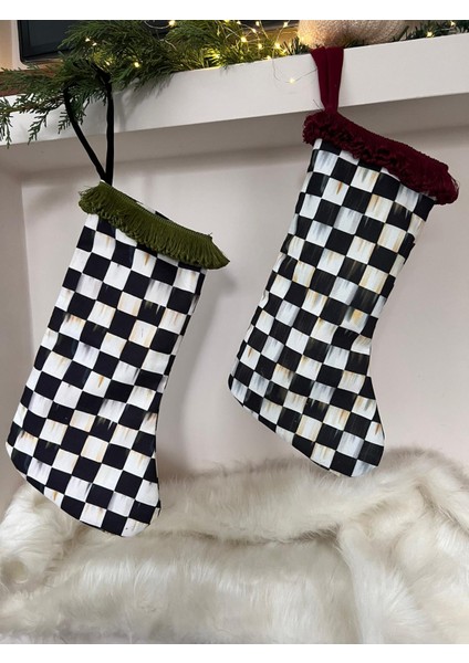 Tuğçe Demir Home Design Yılbaşı Şömine Çorabı Dama Desen modelleri