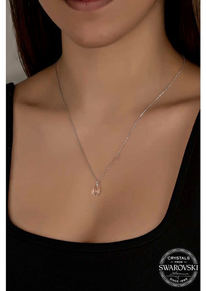 Swarovski Crystal Taşlı Drop Kesim Gümüş Kadın Kolye fiyatları