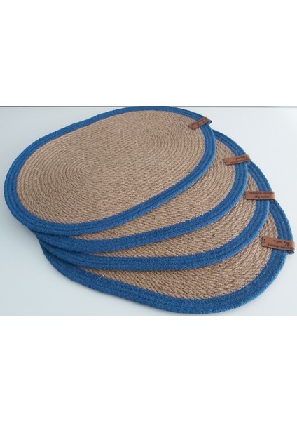 4 Parça Amerikan Servis Oval Supla Hasır Supla Takımı Dekorasyon Hediye Mutfak Sunum