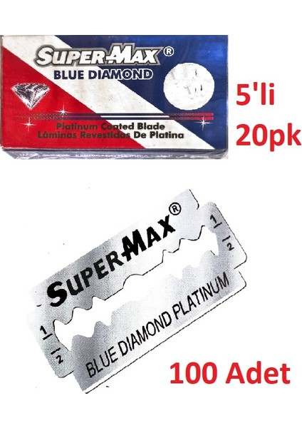  Supermax Blue Diamond 20'li Kartela Tıraş Jileti Çift Kenarlı Double Edge