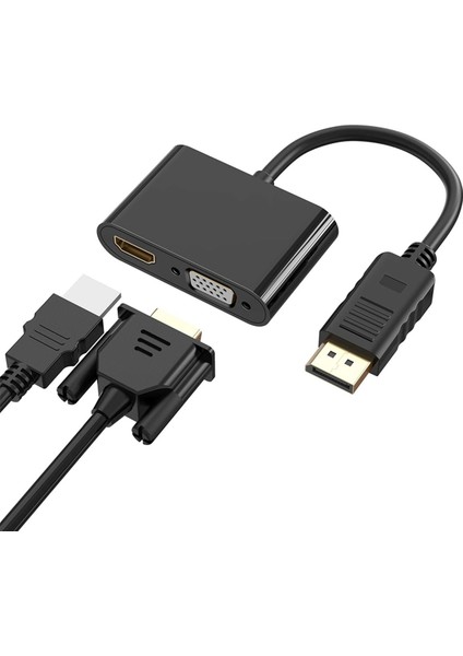 Displayport - Vga+Hdtv Dönüştürücü Bilgisayar Monitörü Adaptör Kablosu (Yurt Dışından)