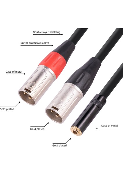 3,5 mm Stereo Dişi Jak - Çift Xlr 3 Pinli Erkek Fiş Y Ayırıcı Kablo (Yurt Dışından)