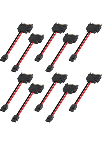 10 Adet Sata 15PIN Erkek - 6pin Sata Kablosu (Yurt Dışından)