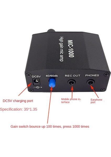 MIC-1000 Mikrofon Ses Amplifikatörü 1000 Kez Amplifikasyon Kazanır (Yurt Dışından)