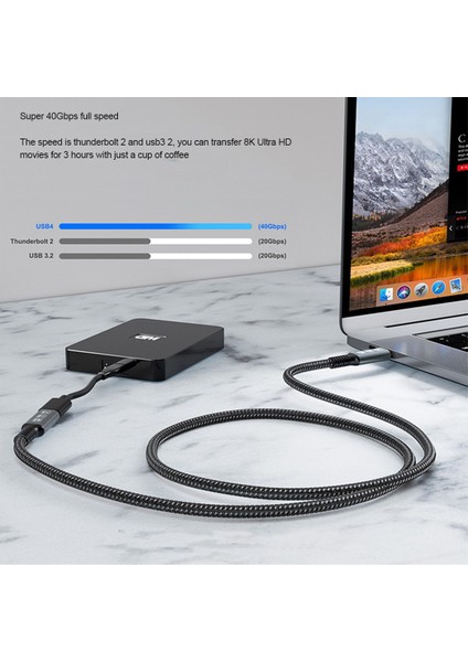Thunderbolt 4 Uyumlu USB 4 Type-C Için Usb4 8k Kablo 0,8m (Yurt Dışından)