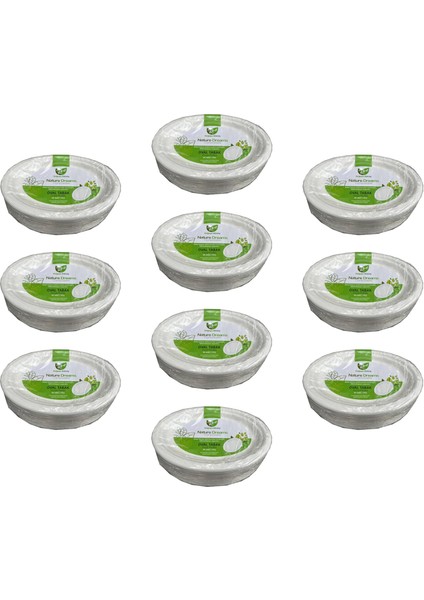 Nature Ekolojik Karton Kağıt Tek Kullanımlık Oval Tabak - 20X26 Cm. - 50 Adetlik 10 Paket