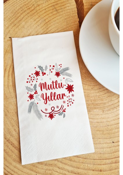 Sunum Peçetesi - Mutlu Yıllar Yazılı Yılbaşı Sunum Peçetesi