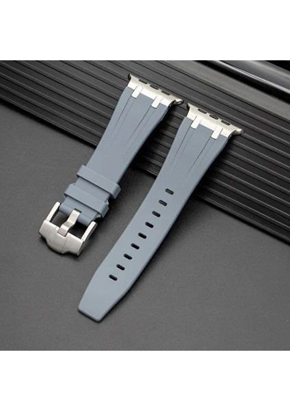 apple Watch 42 44 45 49 mm Kordon Metal Bağlantılı Silikon Kordon 89 1/2/3/4/5/6/se/se2/7/8/9/ultra Luxplus 2024