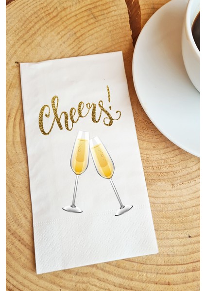 Sunum Peçetesi - Kadehli Cheers Yazılı Sunum Peçetesi