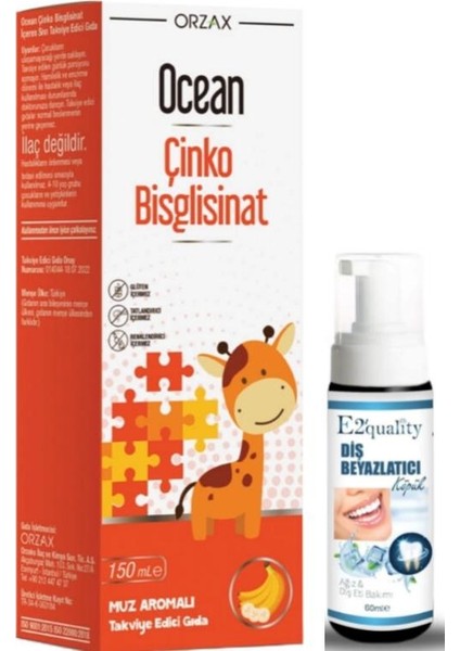 Ocean Çinko Bisglisinat 150 Ml - Muz Aromalı - Diş Beyazlatıcı Köpük