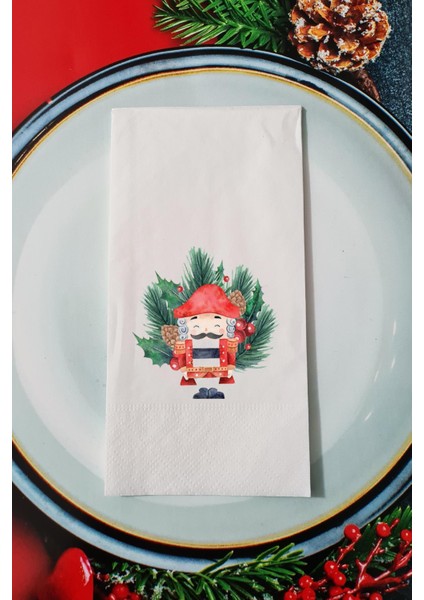 Kurşun Asker NutCracker Tasarımlı Yılbaşı Sunum Peçetesi