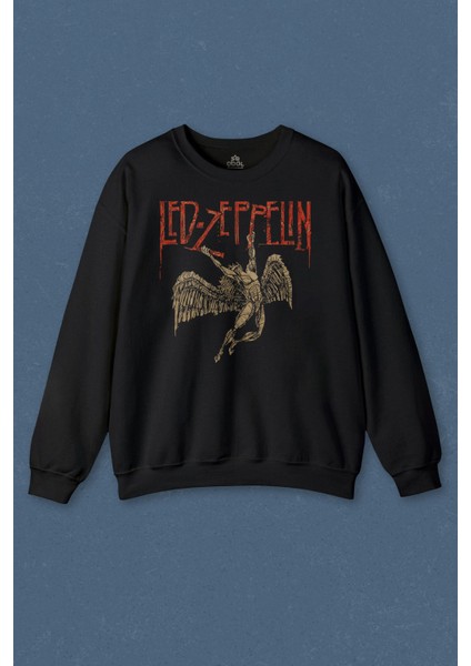 Unisex Sweatshirt LED Zeppelin Falling Angel Rock Music Baskılı Sweat