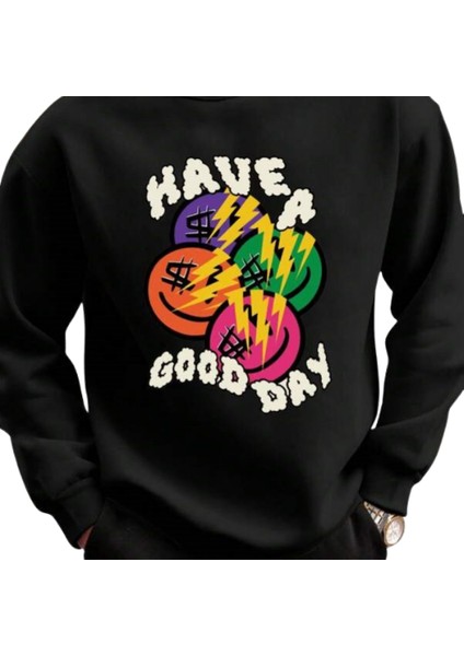Grımy Unısex Have Good Day Baskılı Oversıze Sweatshırt