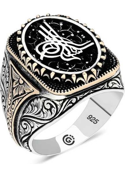 Gümüş Tuğra Oval Erkek Yüzük