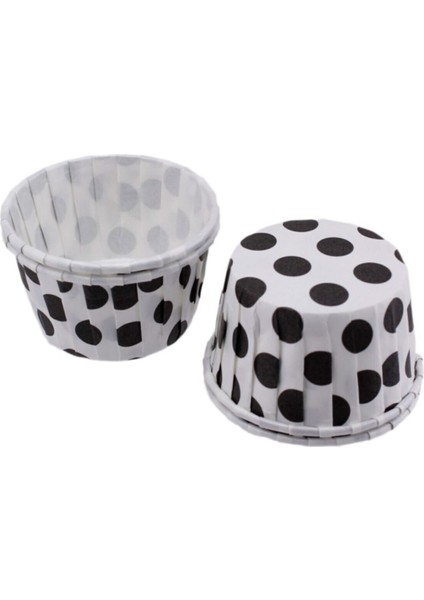Cupcake Kalıbı Minik Boy 38*30 mm - 100 Adet Puantiyeli Beyaz