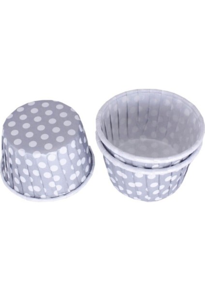 Vıp Cupcake Kalıbı Minik Boy 38*30 mm - 100'LÜ Puantiyeli Gümüş