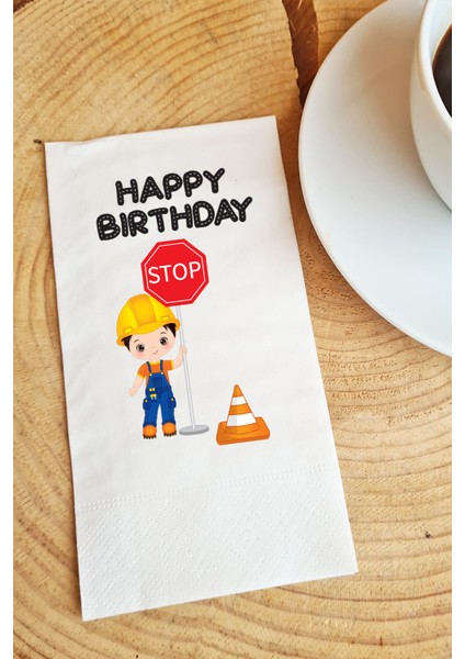 Sunum Peçetesi İnşaat Happy Birtday Yazılı Kağıt Peçete