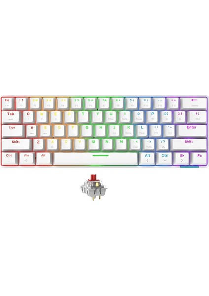 STK61 Rgb Ledli Tam Mekanik Kırmızı Red Switch Gaming Bluetooth Kablosuz Oyuncu Klavyesi