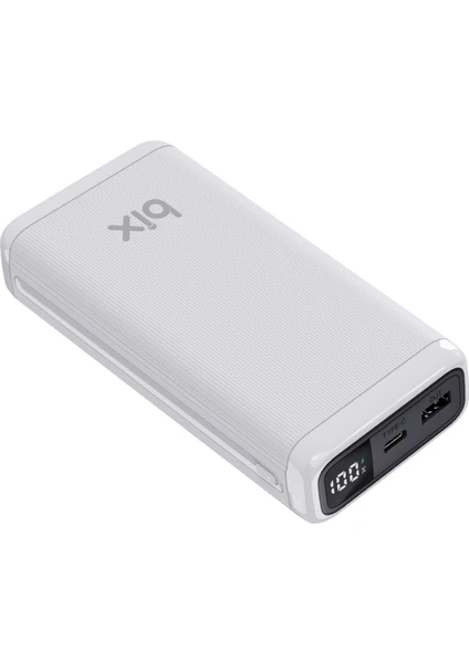 BXPB21 20000MAH Usb-A 22.5W ve Type-C Pd 20W Çift Çıkışlı LED Ekranlı Powerbank Beyaz