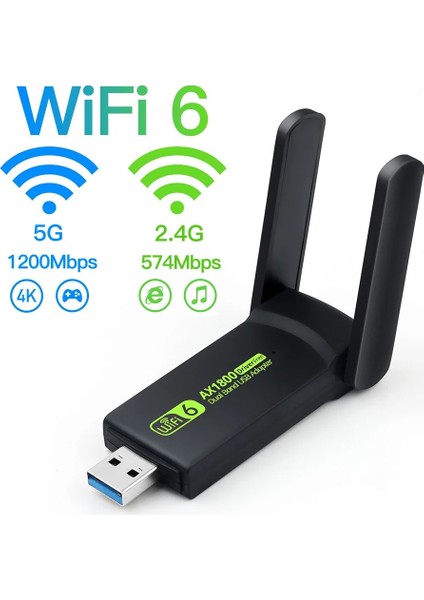 1800 Mbps Wifi6 Usb3.0 Dualband Wifi Adaptörü Freedriver 2.4g/5ghz