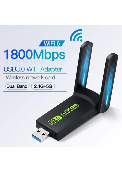 1800 Mbps Wifi6 Usb3.0 Dualband Wifi Adaptörü Freedriver 2.4g/5ghz