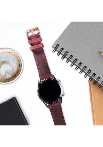 Huawei Watch Gt Gt2 E GT2E GT2PRO Gt3 Gt3 Pro Huawei Watch 4 Pro Ultimate Deri Kordon Kayış 46 22MM Bordo indirimleri