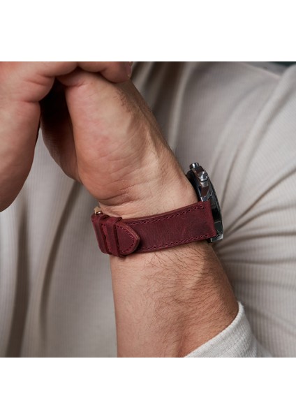 Huawei Watch Gt Gt2 E GT2E GT2PRO Gt3 Gt3 Pro Huawei Watch 4 Pro Ultimate Deri Kordon Kayış 46 22MM Bordo