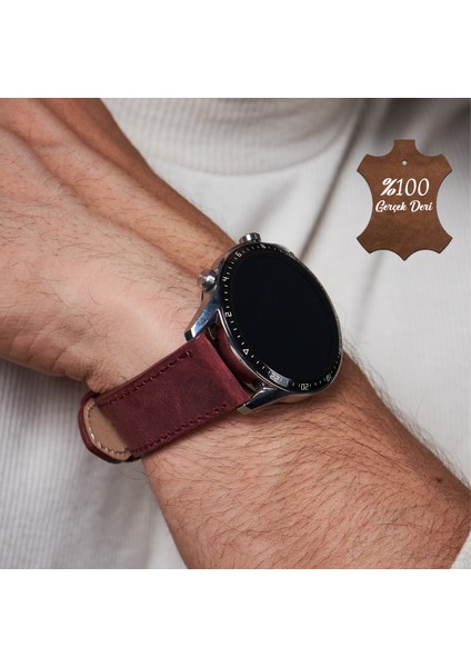 Huawei Watch Gt Gt2 E GT2E GT2PRO Gt3 Gt3 Pro Huawei Watch 4 Pro Ultimate Deri Kordon Kayış 46 22MM Bordo fiyatları