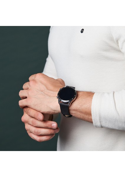 Huawei Watch Gt Gt2 E GT2E GT2PRO Gt3 Gt3 Pro Huawei Watch 4 Pro Ultimate Deri Kordon Kayış 46 22MM Siyah