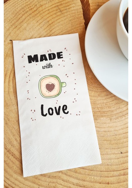 Sunum Peçetesi made with love yazılı kağıt peçete