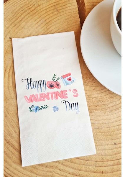 Sevgiliye Sunum Peçetesi Happy Valentine's Day Yazılı Sevgililer Günü Konuşan Kağıt Peçete