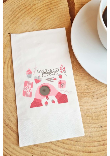 Sevgiliye Sunum Peçetesi Happy Valentine's Day Yazılı Sevgililer Günü Konuşan Kağıt Peçete