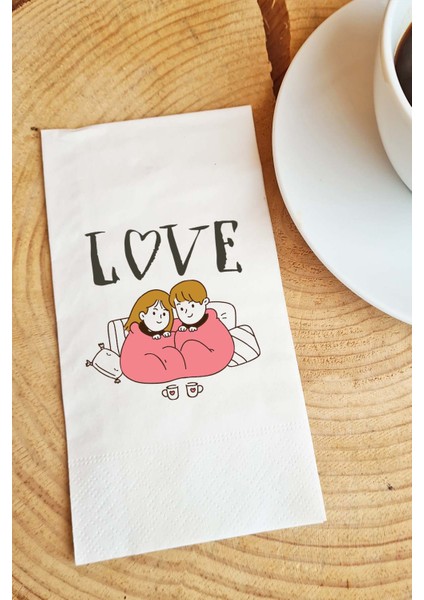 Sevgiliye Sunum Peçetesi Love Yazılı Sevgililer Günü Konuşan Kağıt Peçete