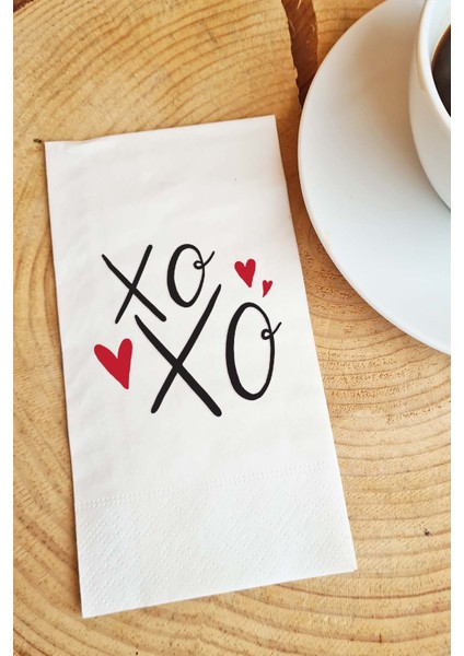 Sevgiliye Sunum Peçetesi XOXO Yazılı Sevgililer Günü Konuşan Kağıt Peçete