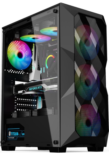 SNT B200 Mid Tower Atx Gaming 4 x Argb x Argb Fanlar ve Kontrolcü Masaüstü Bilgisayar Kasası (POWER YOK)