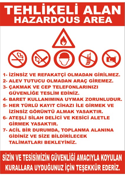 Tehlikeli Alan Ikaz Levhası