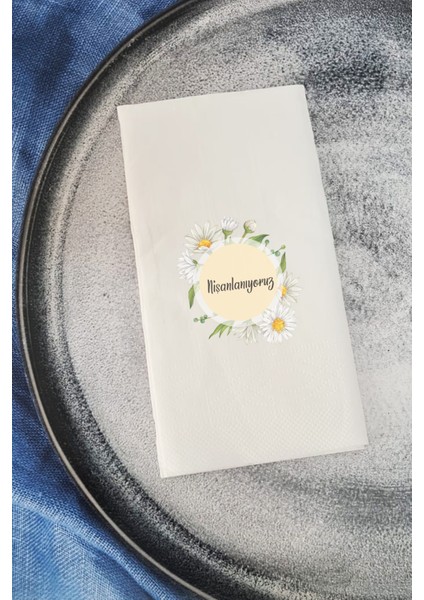 Sunum Peçetesi Nişanlanıyoruz Papatya Konsept Konuşan Kağıt Peçete