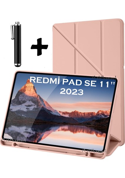 MTK Moveteck Xiaomi Redmi Pad Se 11 Inç Tablet Uyumlu Kılıf Katlanır Kalem Bölme Yuvası Standlı Uyku Modlu Akıllı Yumuşak Kapak