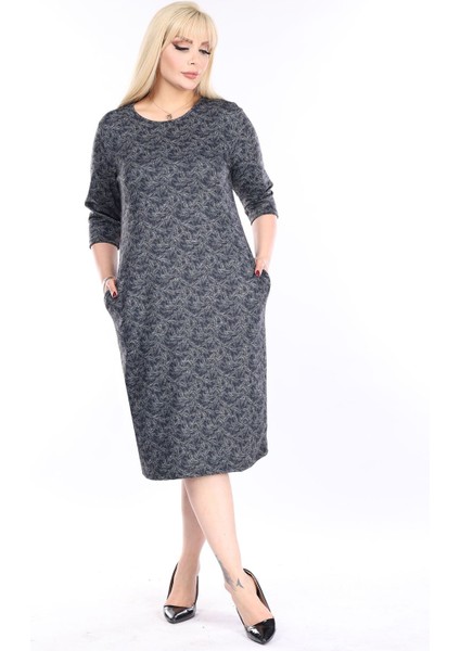 Çift Cepli Kışlık Büyük Beden Elbise 13C-2485