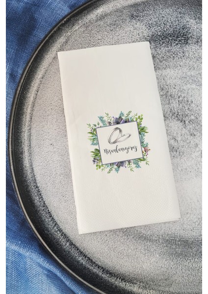 Sunum Peçetesi Nişanlanıyoruz Yapraklar Konuşan Kağıt Peçete