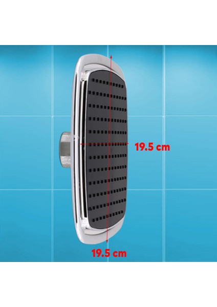 Banyo Tepe Duş Başlığı Fiskiyesi Kare Başlık Siyah