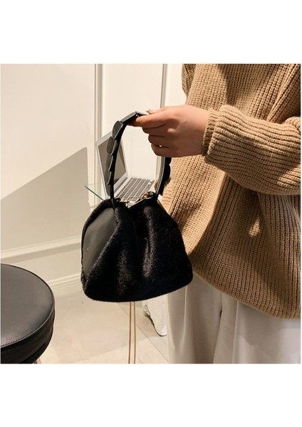 Sonbahar ve Kış Tüylü Çanta Tüylü Çanta Sonbahar Çanta Kadın Moda Doku Peluş Zincir Crossbody Çanta (Yurt Dışından)