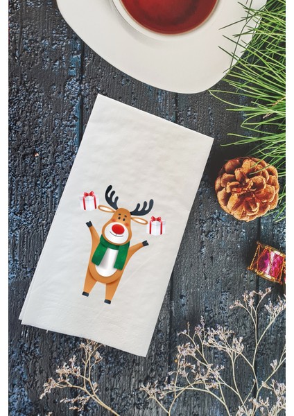 Geyik Baskılı Yılbaşı - Yeni Yıl Peçetesi