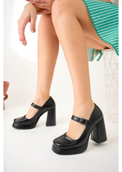 Dolgu Topuk Platform Siyah Cilt Kadın Ayakkabı fiyatları