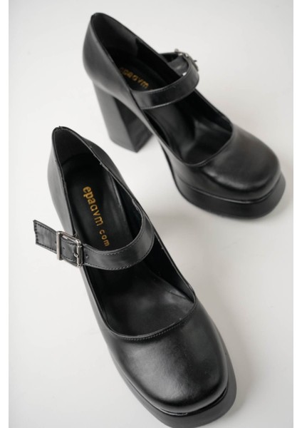 Dolgu Topuk Platform Siyah Cilt Kadın Ayakkabı fırsatları