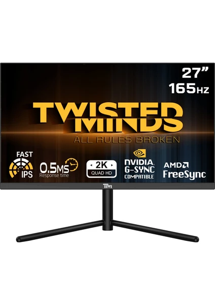 Twısted Mınds 27" TM27QHD165IPS Qhd 2k 165HZ 0,5ms HDMI Dp HDR400 Fast IPS Rgb Gamıng Monitör