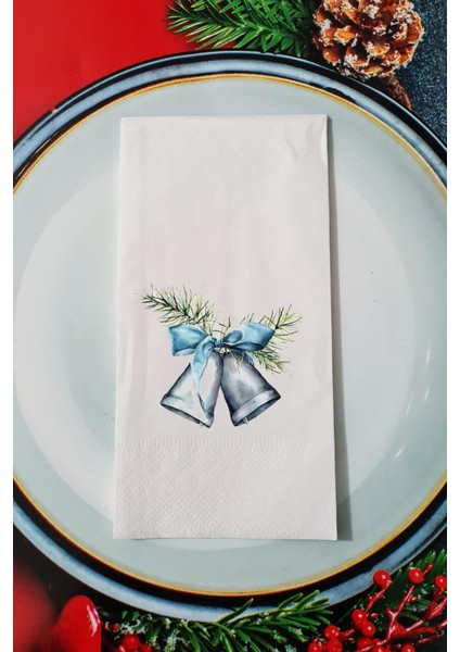 Gümüş Yılbaşı Çanları Yılbaşı Sunum Peçetesi