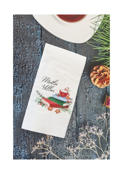 Mutlu Yıllar Yazılı Yılbaşı Masası Sunum Peçetesi