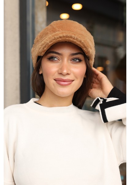 Kadın Peluş Kaptan Denizci Şapka Rkş-05 Camel
