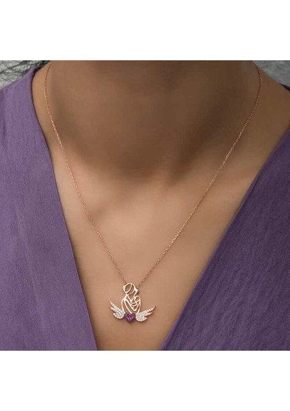 Gümüş Rose Kalpli Anne ve Çocuk Kolye fırsatları